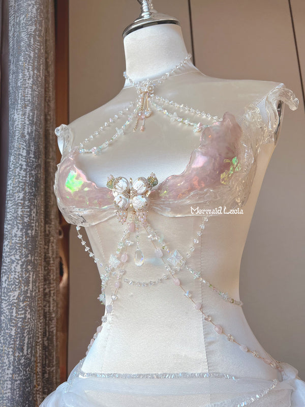 Pink Forest Sprite Resin Mermaid Corset Bra Top Cosplay Costume Patent-Protected