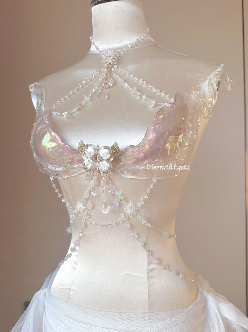 Pink Forest Sprite Resin Mermaid Corset Bra Top Cosplay Costume Patent-Protected