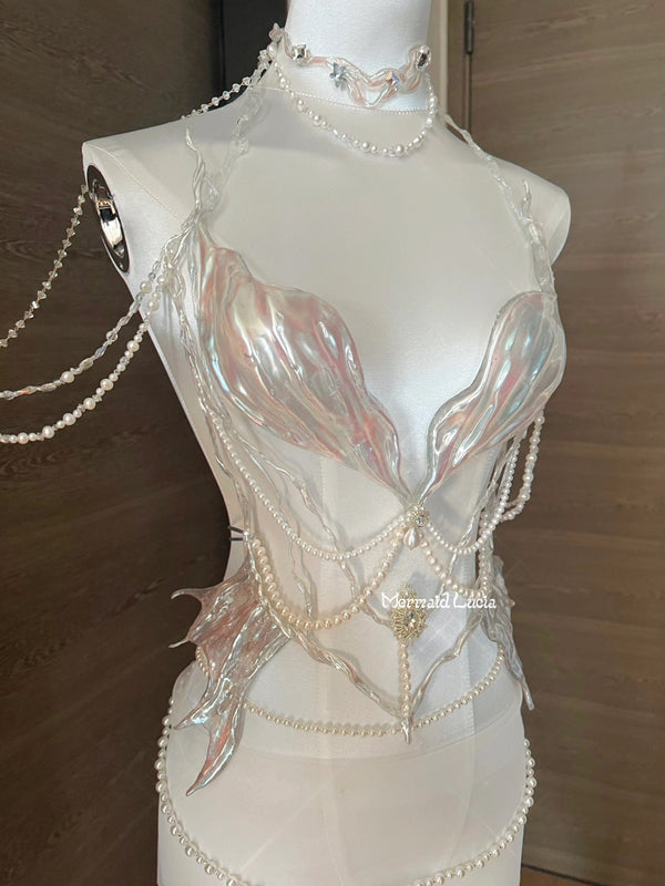 Luminous Seashell Siren Angel Resin Mermaid Corset Bra Top Cosplay Costume Patent-Protected