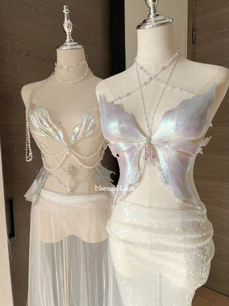 Pearl Glossy Resin Mermaid Corset Bra Top Cosplay Costume Patent-Protected