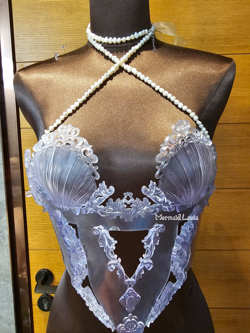 Transparent Shell Girl Resin Mermaid Corset Bra Top Cosplay Costume Pa