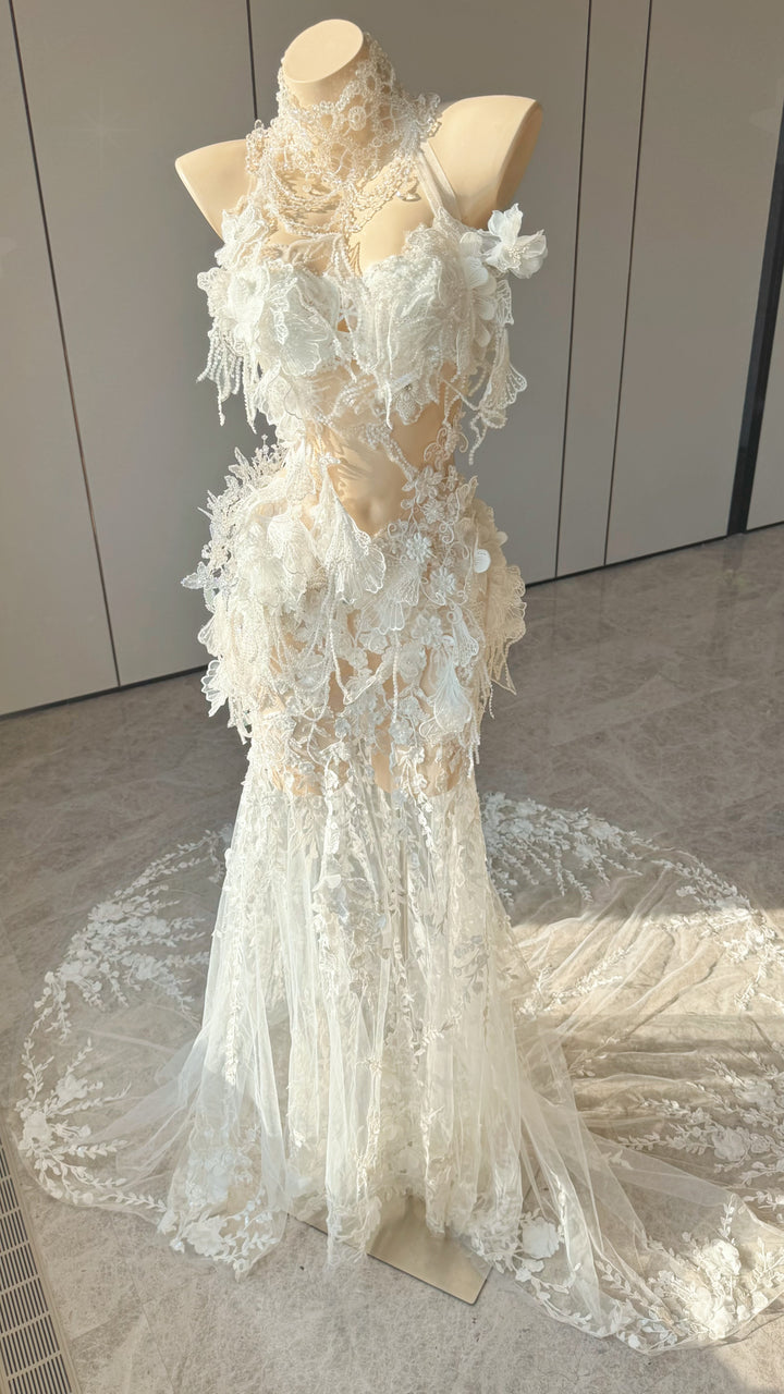 Mermaid Lucia Moonlace Bridal Dream Empress Dress Ensemble Costume Patent-Protected - One Size (Waist circumference 60cm-75cm) / Corset&Wrap Dress