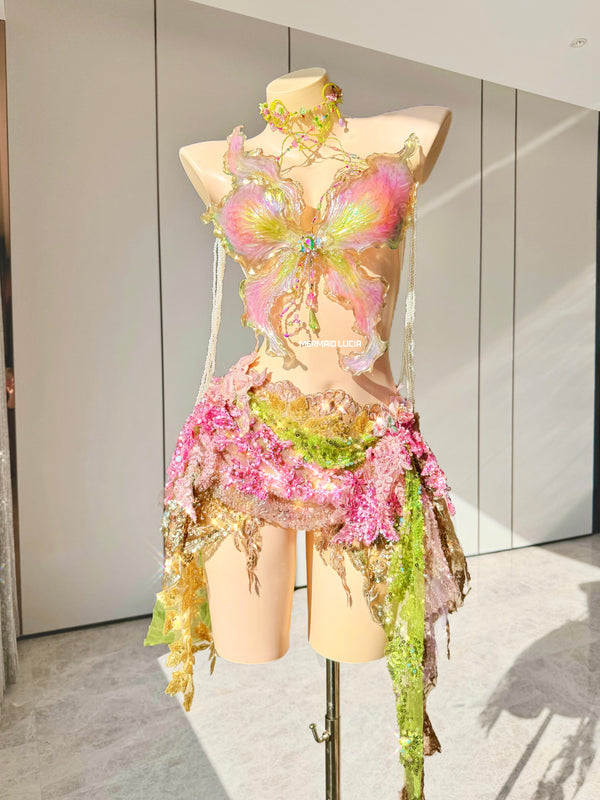 Pastel Mist Fairy Butterfly Resin Mermaid Corset Bra Top Cosplay Costume Patent-Protected
