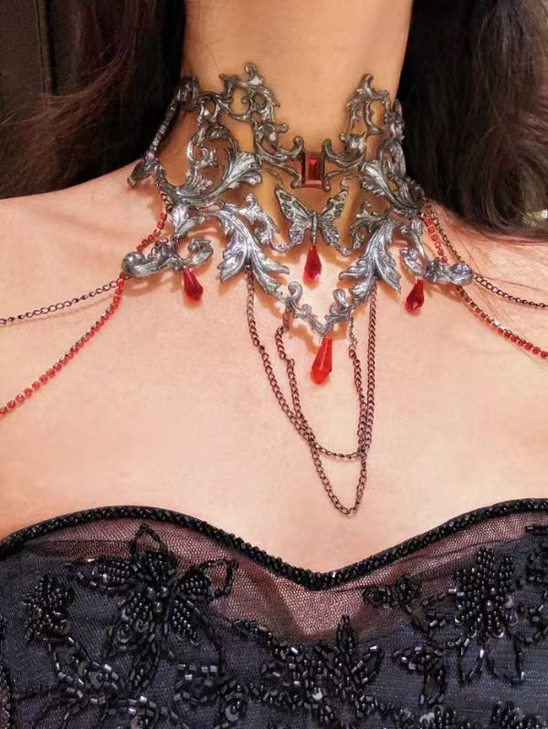 Red Crystal Shoulder Choker Resin Mermaid Corset Bra Top Cosplay Costume Patent-Protected