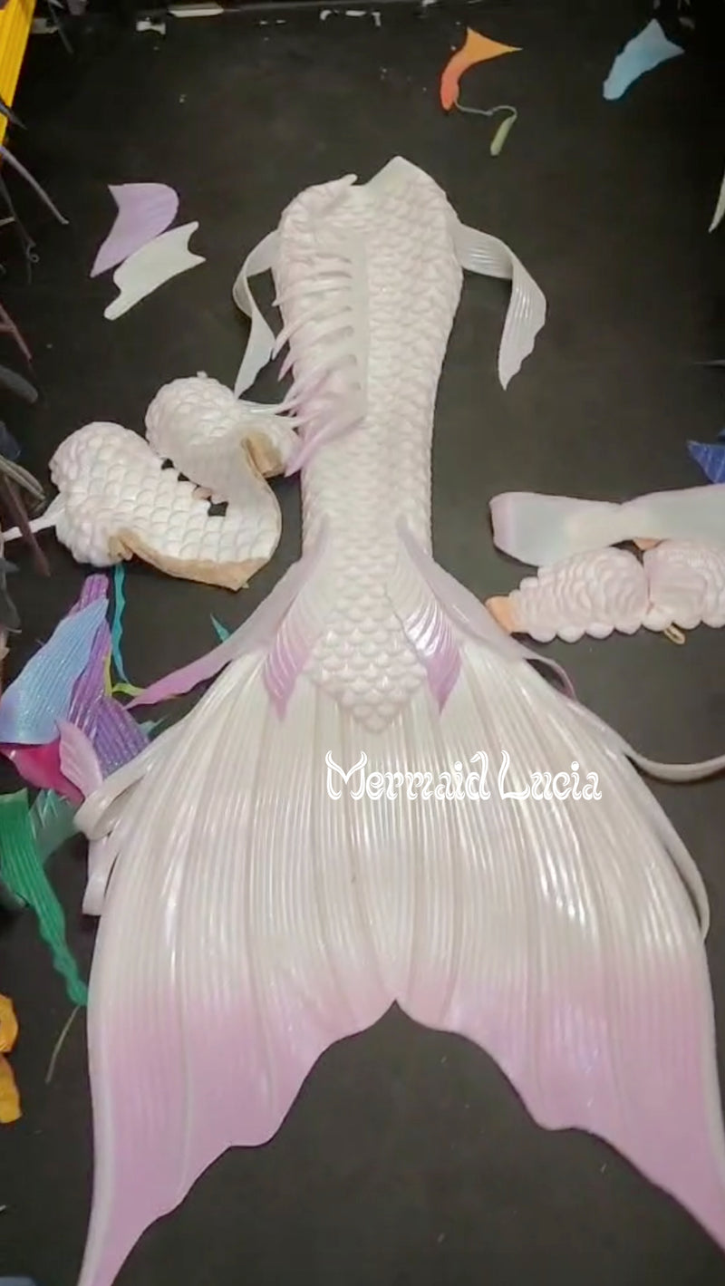 58 Ocean Dreams Series Ultralight Silicone Mermaid Merman Tail Pure White
