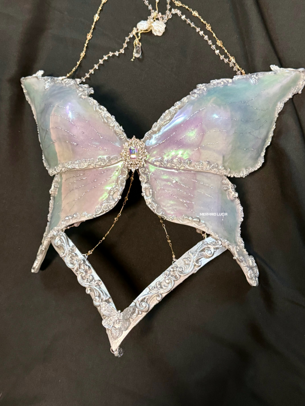 Water Lily Butterfly-Silver Edge Resin Mermaid Corset Bra Top Cosplay Costume Patent-Protected