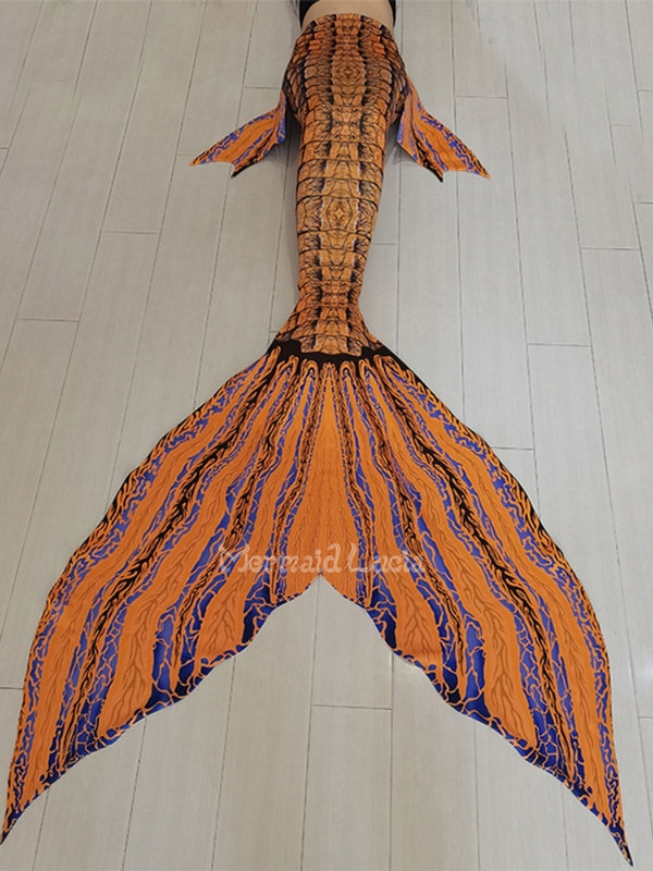 Crocodile print fishtail orange fantasy pattern suit