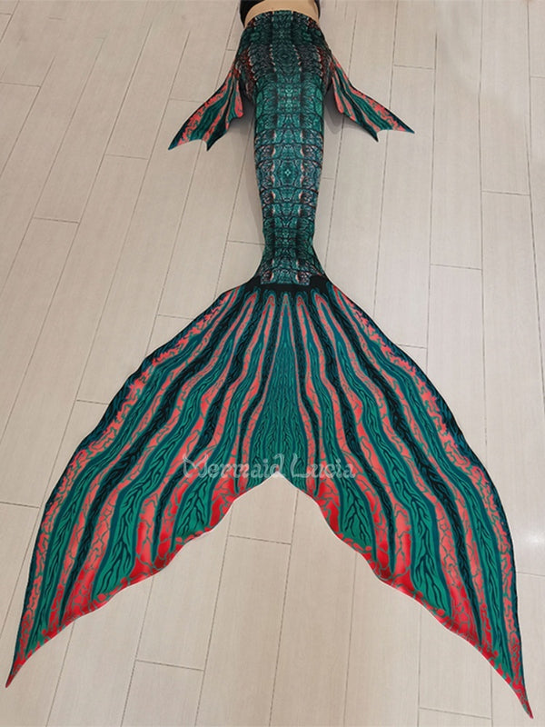 Crocodile print fishtail green shadow illusion suit