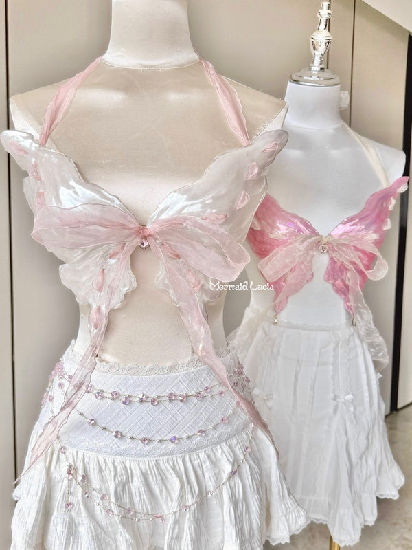 Light Pink Sisterhood Fairy Wings Resin Porcelain Mermaid Corset Bra Top Cosplay Costume Patent-Protected