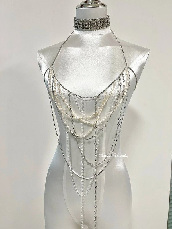 Pearl Diamond Strand Necklace Cosplay Costume Patent-Protected