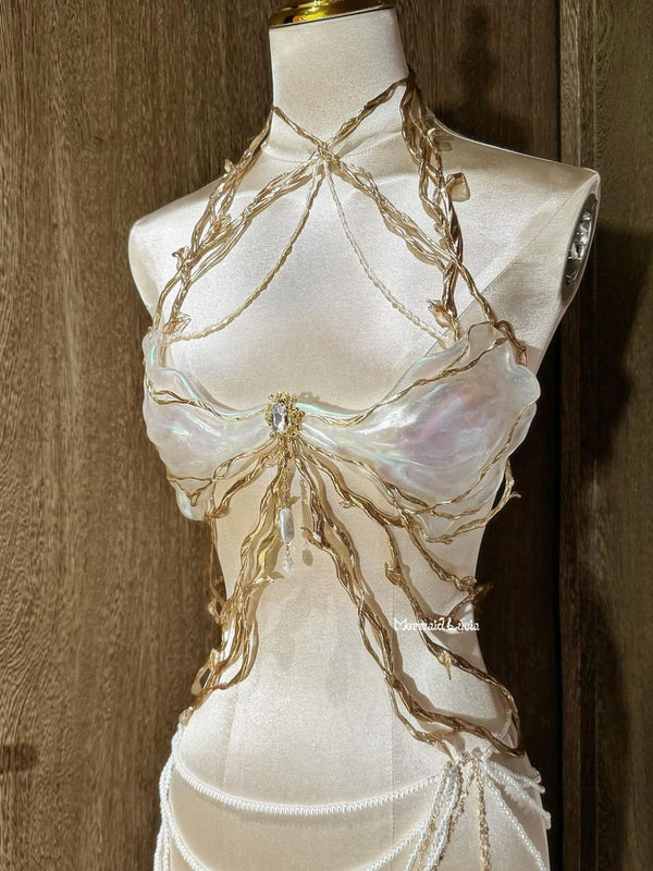 Forest Fairy Resin Porcelain Mermaid Corset Bra Top Cosplay Costume Patent-Protected