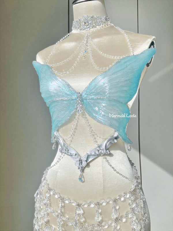 Light Blue Colors Castle Mistress Resin Mermaid Corset Bra Top Cosplay Costume Patent-Protected