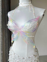 Rainbow Marine Bloom Resin Porcelain Mermaid Corset Bra Top Cosplay Costume Patent-Protected