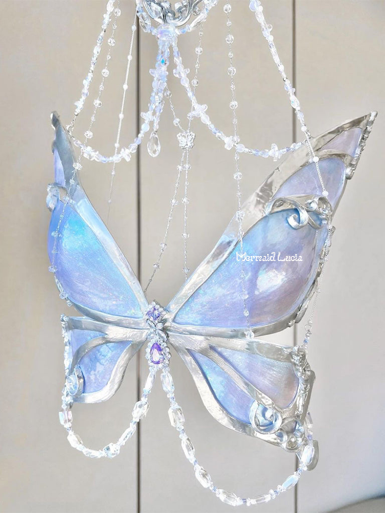 Blue Purple Midsummer Butterfly Resin Mermaid Corset Bra Top Cosplay Costume Patent-Protected