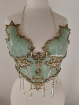 Sage Mint Green Marble Resin Mermaid Corset Bra Top Cosplay Costume Patent-Protected