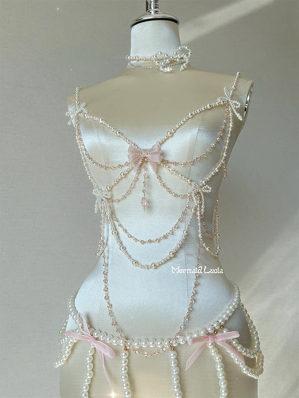 Danseuse Whole-body Pearl Bow Diamond Chain Mermaid Corset Bra Top Cosplay Costume Patent-Protected