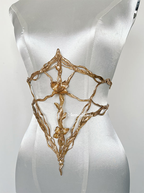 Golden Vines Resin Wasit Chain Corset Belt Top Cosplay Costume Patent-Protected