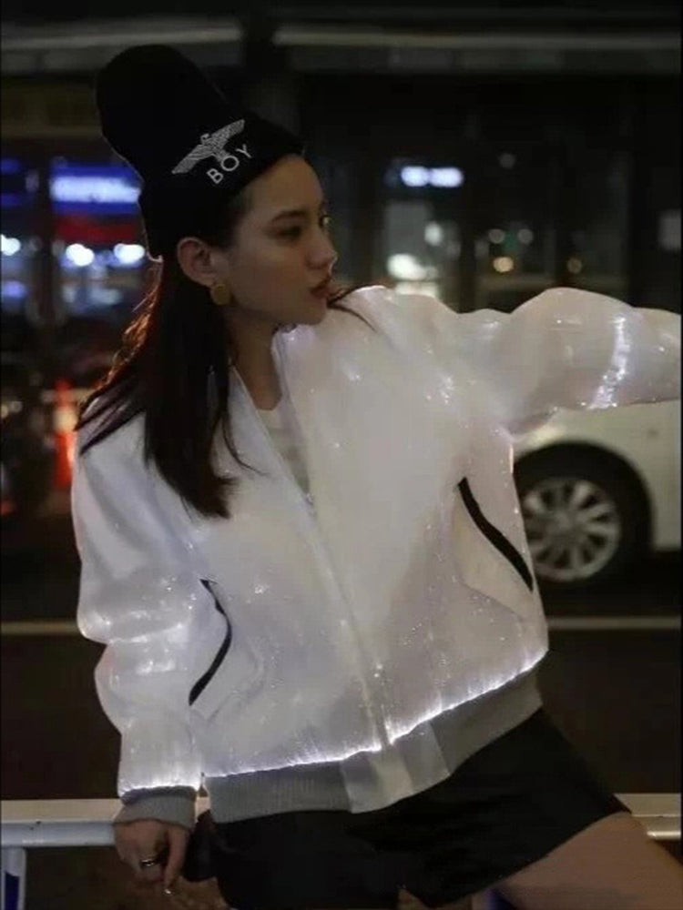 Light-colored Luminous LED Vest Coat Optic Fabric Smart APP Dance Hippop Cool Cosplay