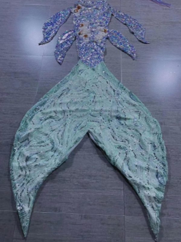 Mermaid Joint Sequin Tail 21 Green Stripe