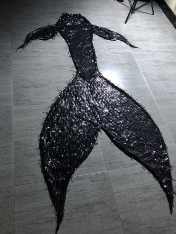 Mermaid Joint Sequin Tail 25 Black Velvet Strips