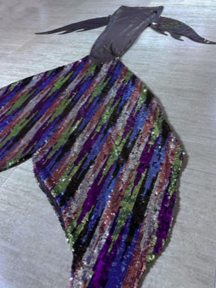 Mermaid Joint Sequin Tail 52 Colorful Purple Stripes