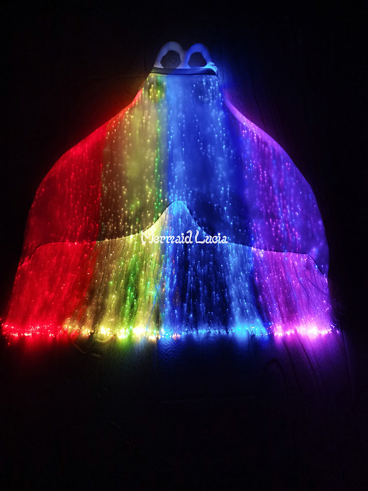 Luminous optic fiber mermaid monofin cover