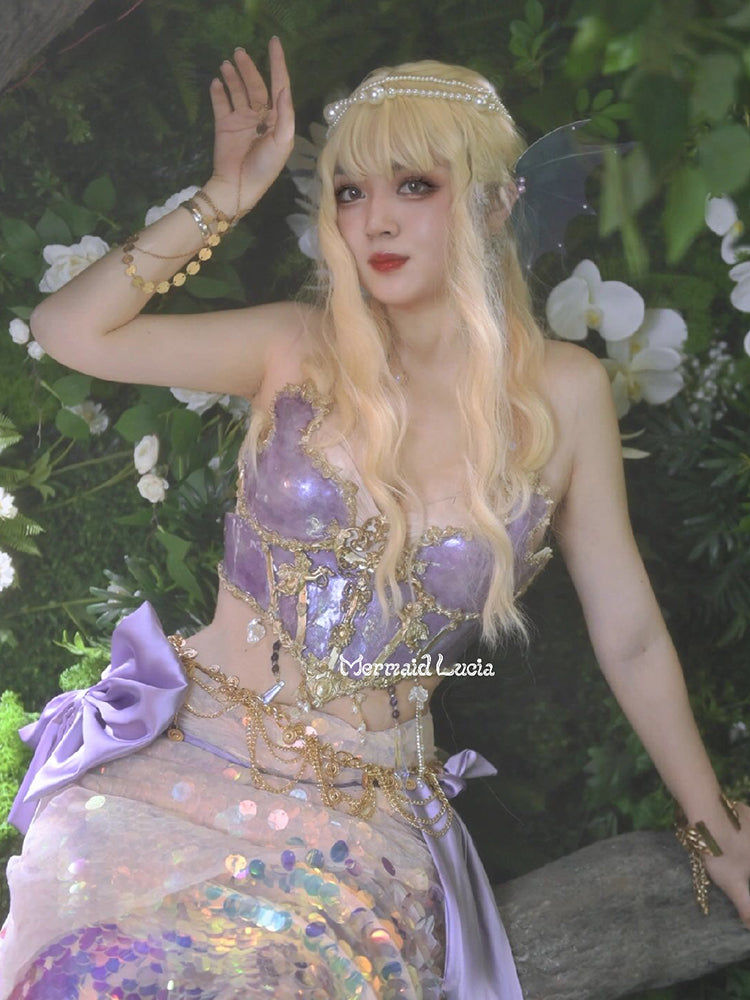 Angel Pearl Resin Mermaid Corset Bra Top Cosplay Costume Patent