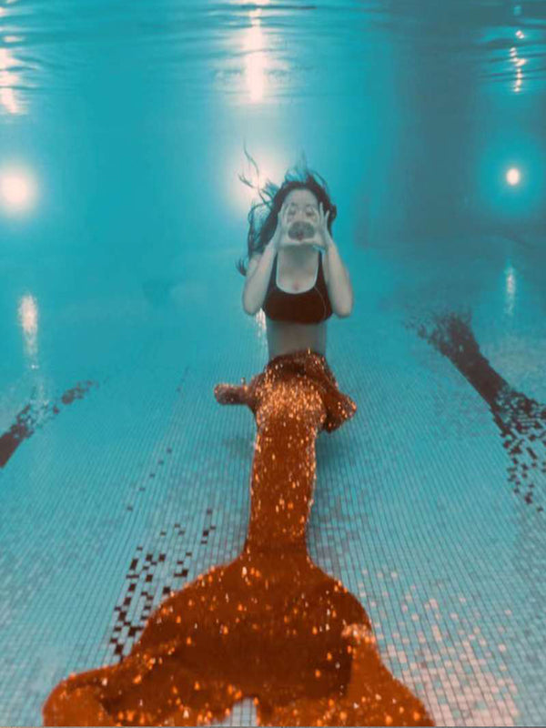 Mermaid Small Sequin Tail Color 17 Orange