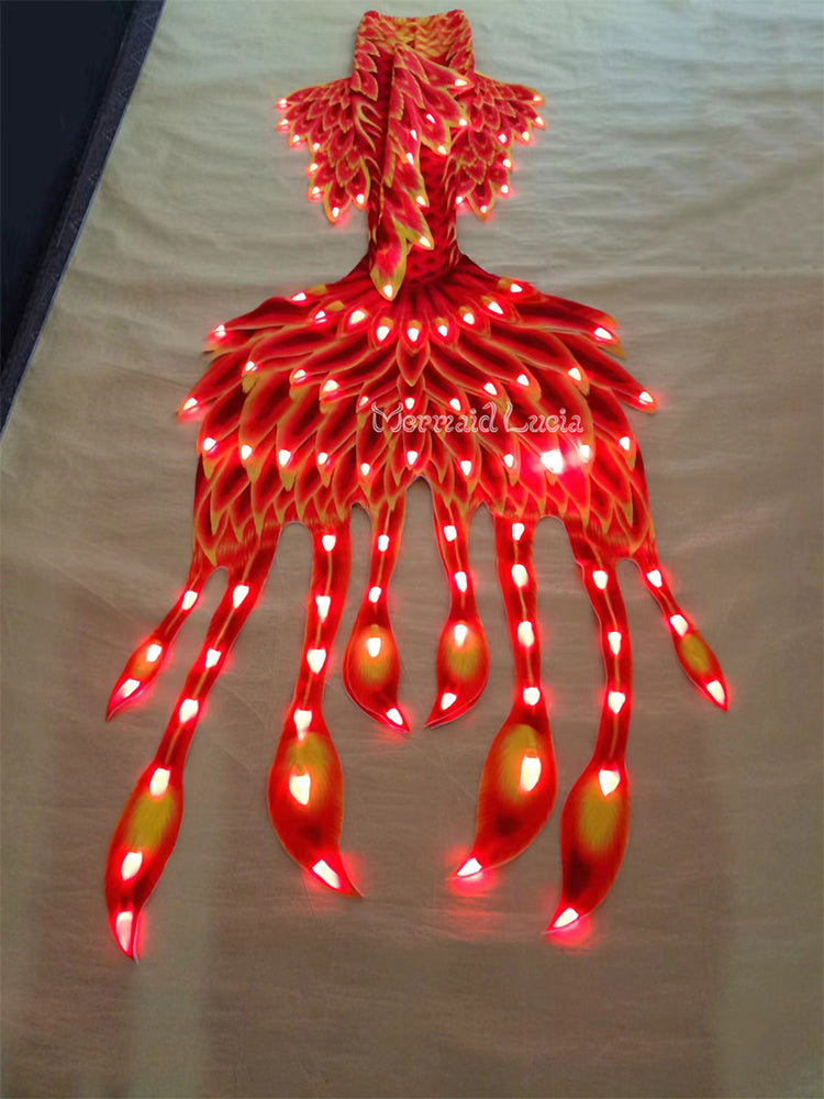 Yellow multi-layer LED fabric mermaid tail for performance