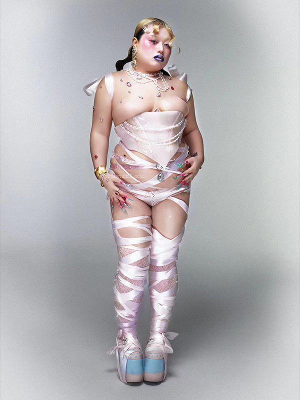 Pink Princess Plus Size Waistband Resin Mermaid Corset Bra Top Cosplay Costume Patent-Protected