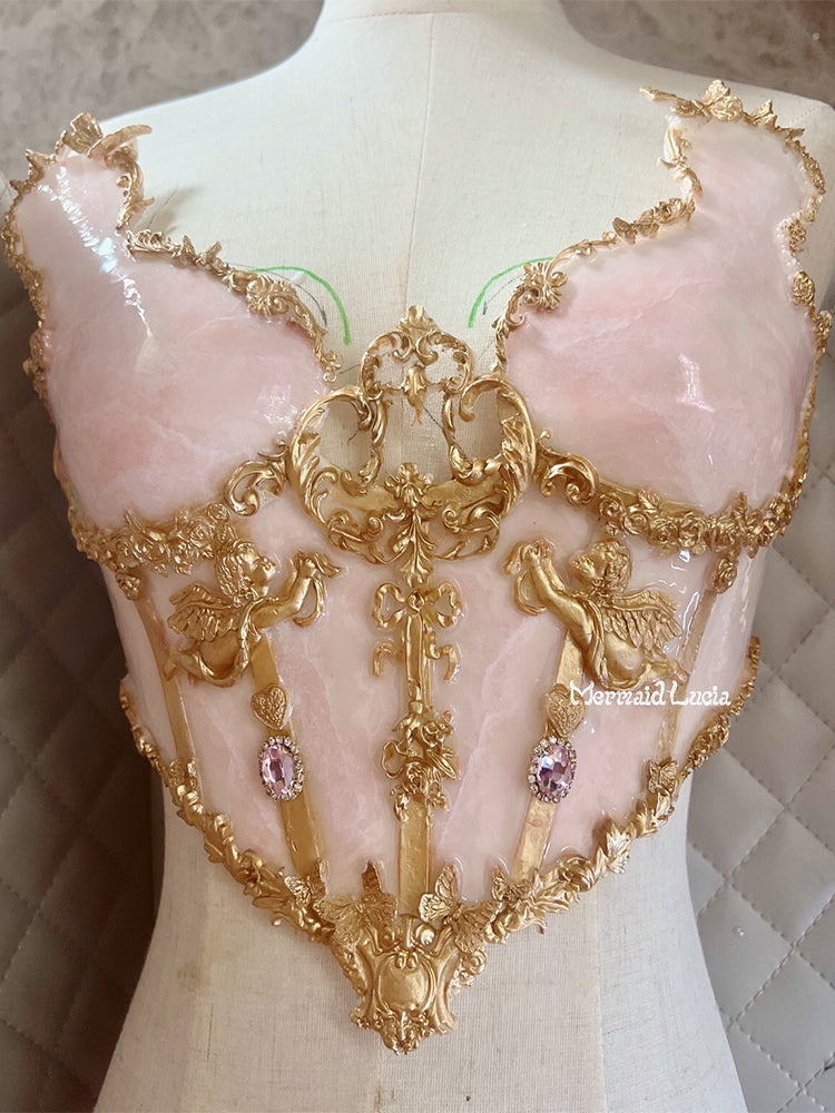 Pink Marble Color Resin Mermaid Corset Bra Top Cosplay Costume Patent-Protected