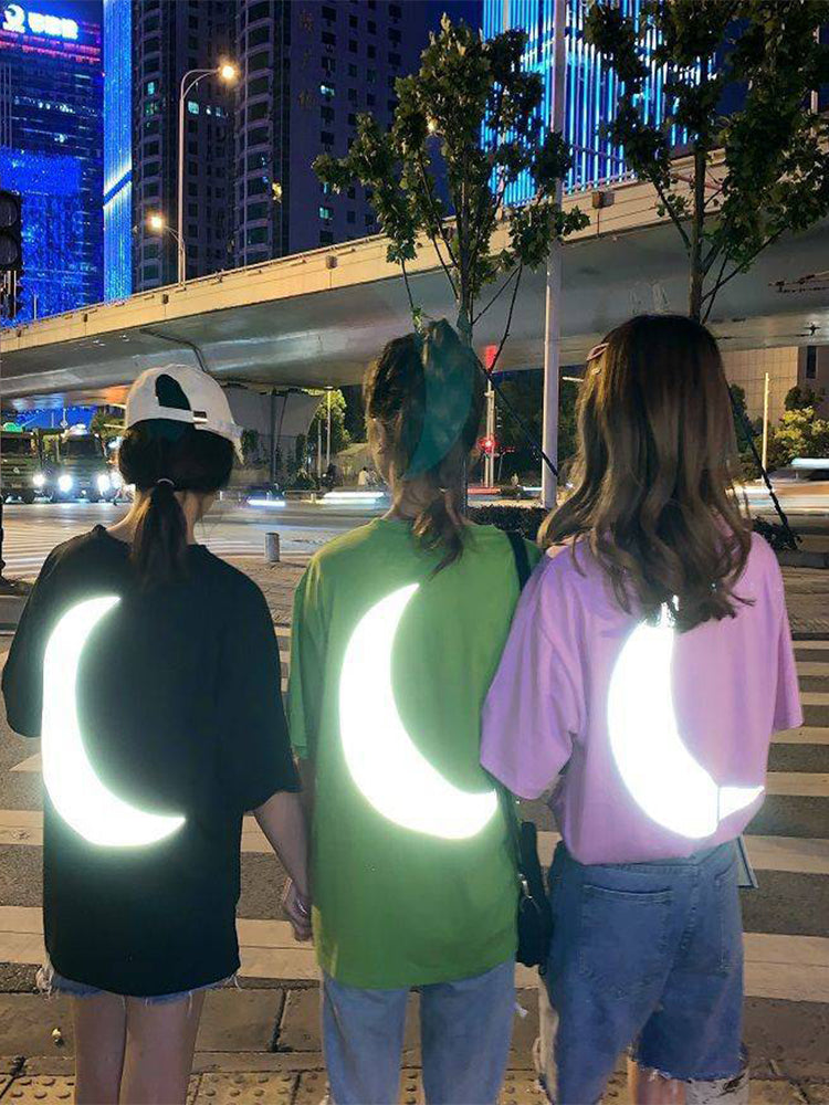 Reflective moon pattern plus size T-shirt