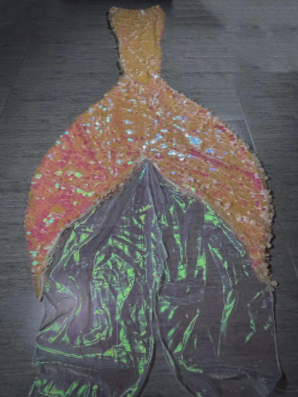 Mermaid Big Sequin Tail 4 Light Orange