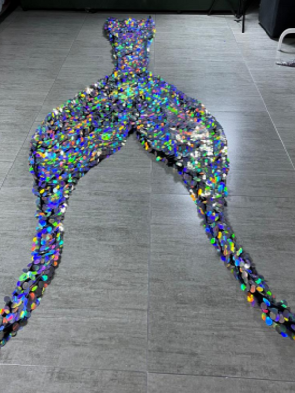 Mermaid Big Sequin Tail 6 Sliver Metallic
