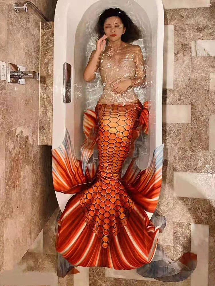 Red mermaid tail dress hotsell