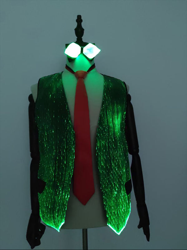 Luminous Club Bar Vest Coat Fiber Optic Fabric Smart APP Dance Christmas Party
