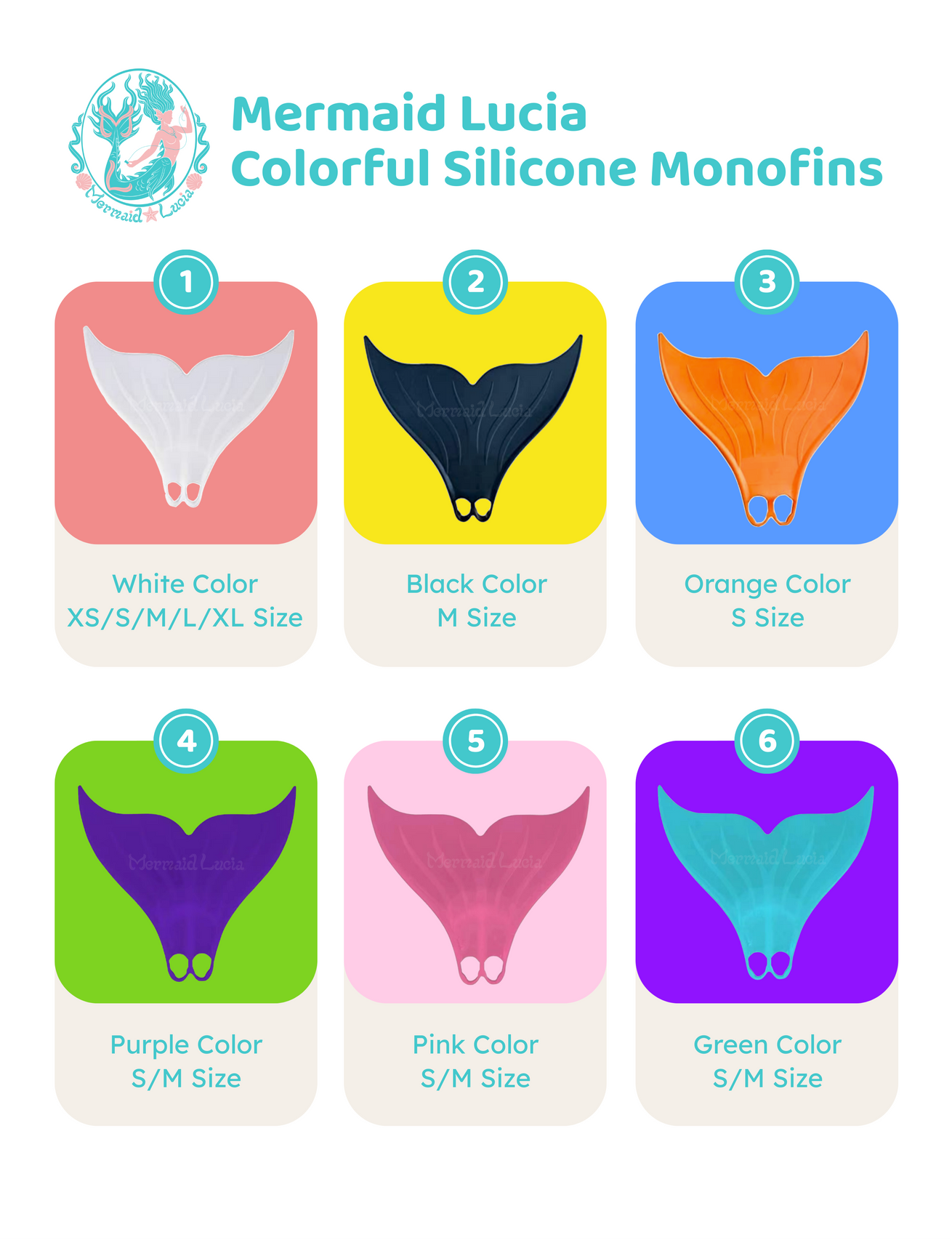 100% Silicone Colorful Mermaid Tail Monofin for Diving and Swimming Patent-Protected