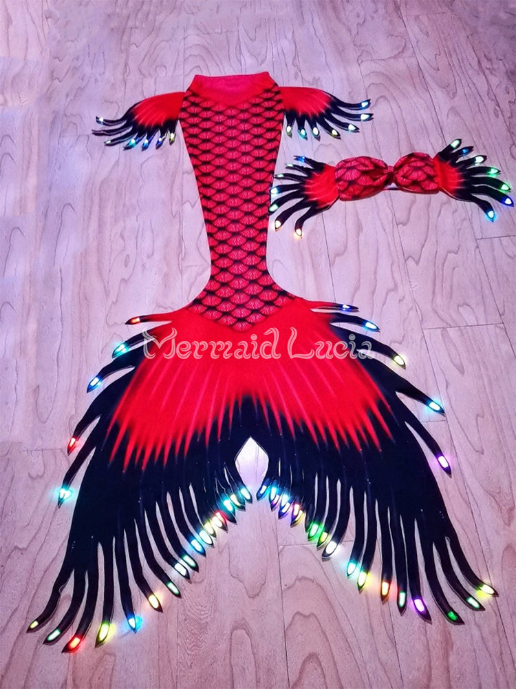Amazing LED Mermaid Merman Tail Style 1 Red Black