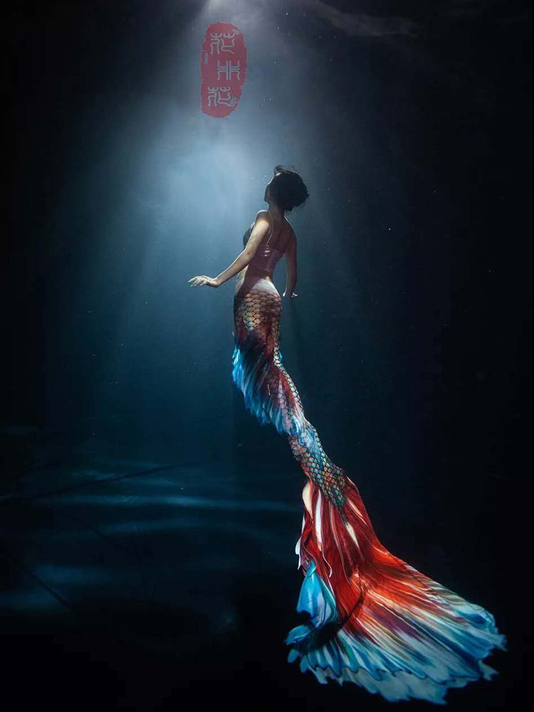 Red Betta Fish fabric mermaid tail