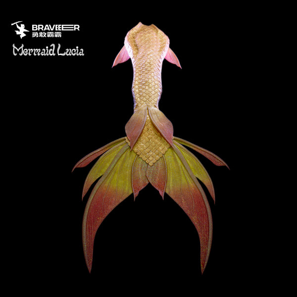 118 Reef Reverie Series Ultralight Silicone Mermaid Merman Tail Gold Red 1