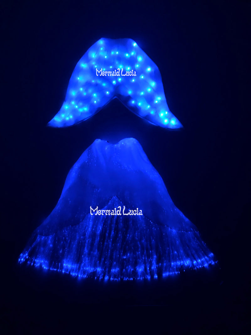 Waterproof Swimmable Luminous LED Mermaid Monofin Sheath Cover Christmas Halloween Cosplay