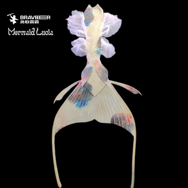 153 Starry Seabed Series Ultralight Silicone Mermaid Merman Tail Long Koi White