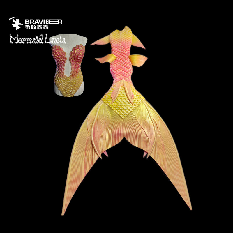 104 Siren Song Series Ultralight Silicone Mermaid Merman Tail Red Gold 1