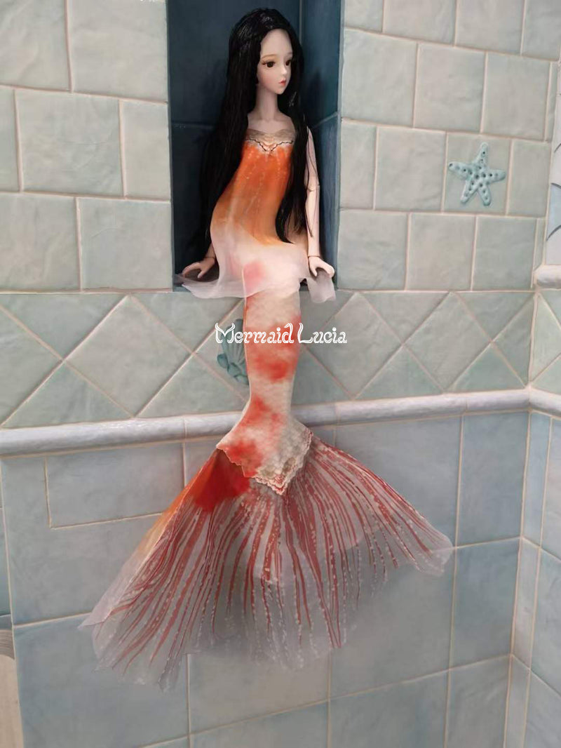 Koi Fish Mermaid Tail 6 White Red