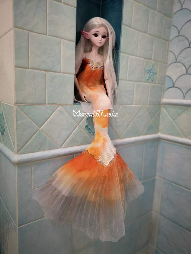 Koi Fish Mermaid Tail 8 White Orange