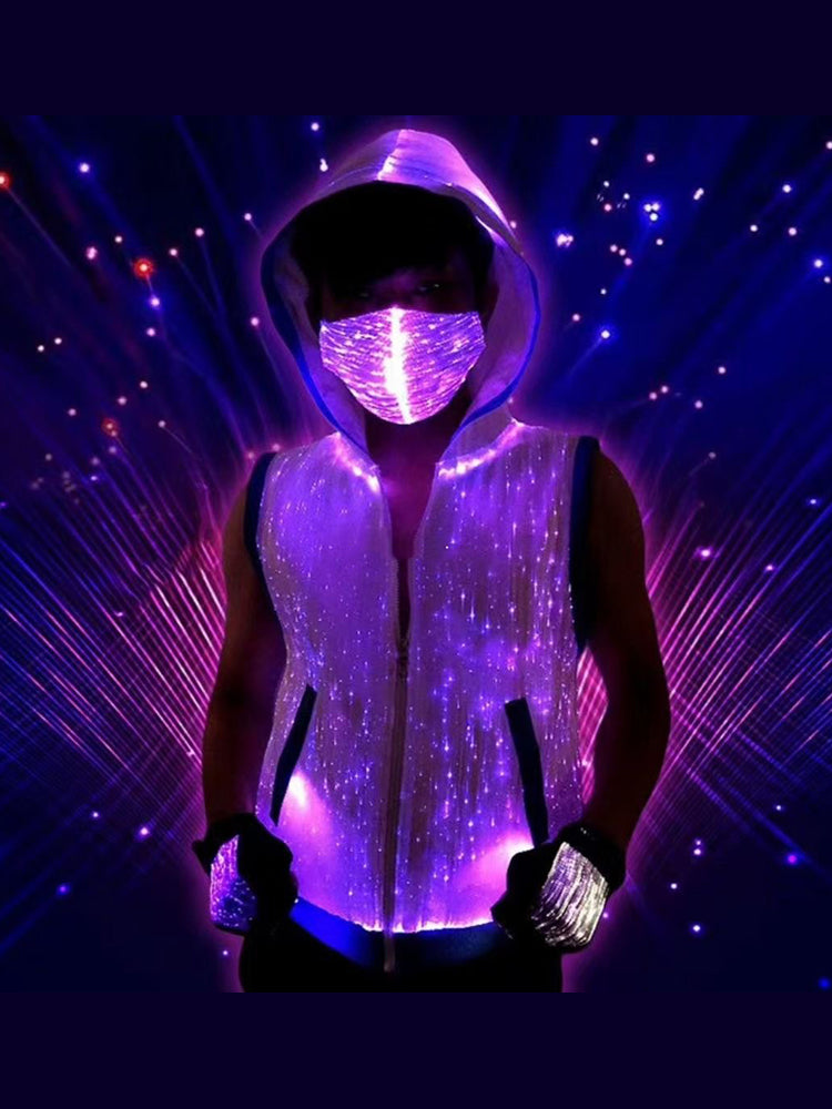 Luminous Vest Fiber Optic Fabric Smart APP Dance Christmas Halloween Cosplay