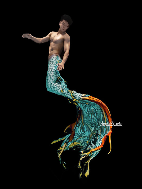 Turquoise Water Peacock Mermaid Merman Tail