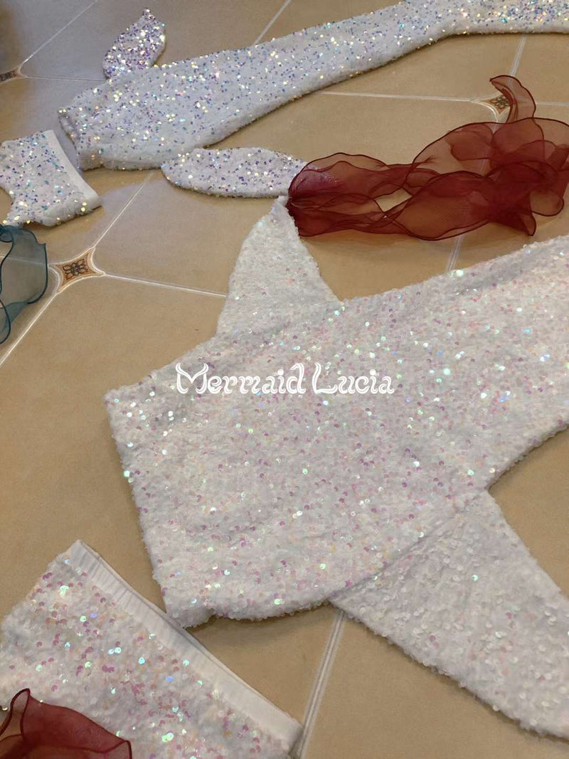 Mermaid Small Sequin Tail Color 2 White