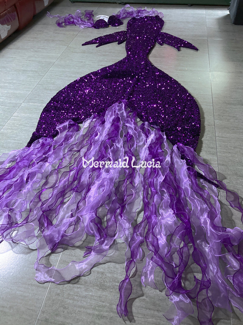 Mermaid Small Sequin Tail Color 7 Black Purple