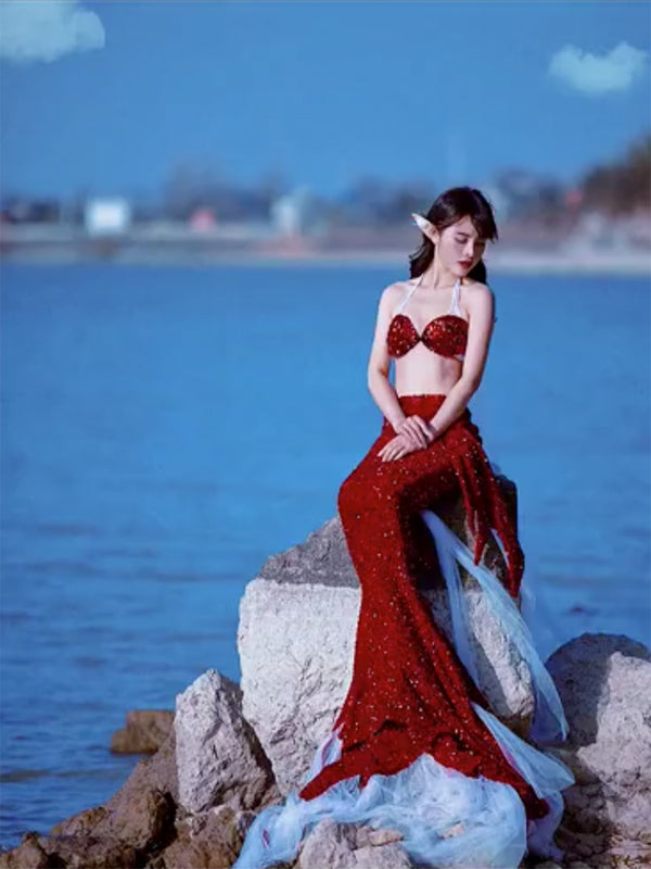 Mermaid Small Sequin Tail Color 14 Red